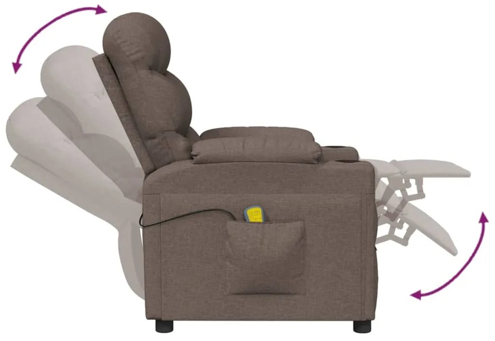 vidaXL Πολυθρόνα Μασάζ Ηλεκτρική Taupe Υφασμάτινη