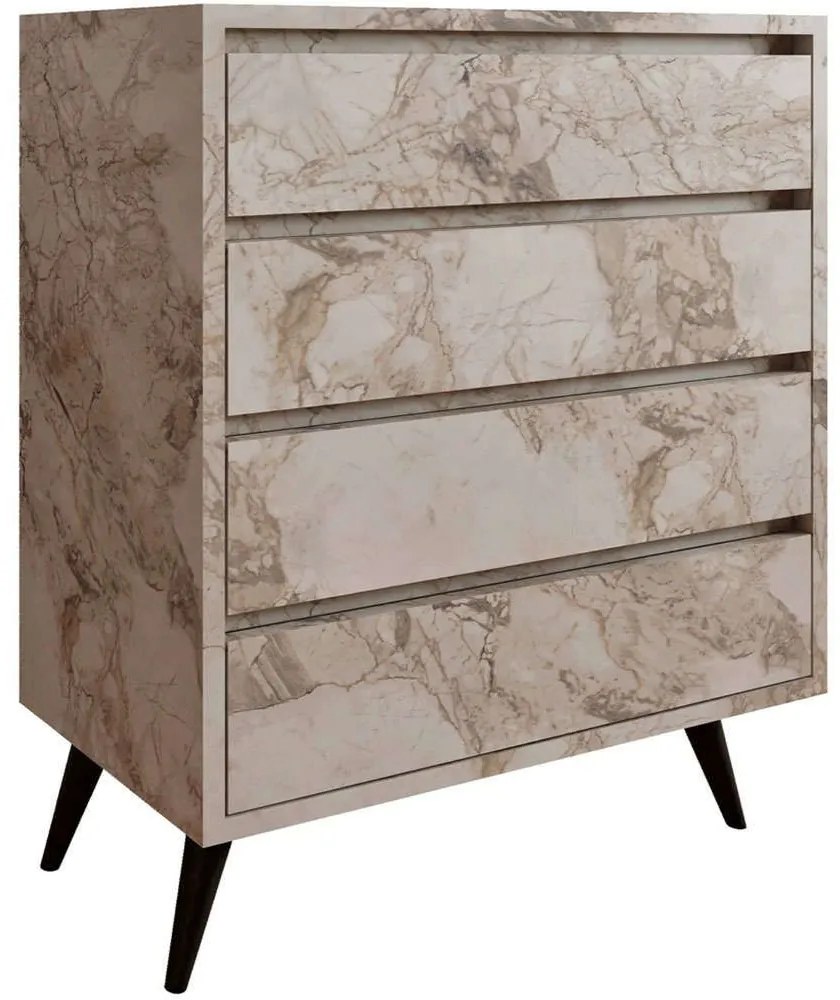 Συρταριέρα Suvera 811MDD4303 70x40x86cm Marble Effect White-Beige