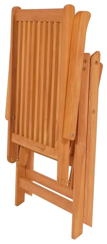 Καρέκλες Κήπου 4 τεμ. Ξύλο Teak &amp; Μαξιλάρια με Σχέδιο Φύλλων - Πολύχρωμο
