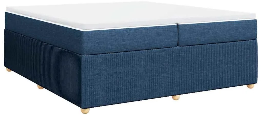 vidaXL Κρεβάτι Boxspring με Στρώμα Μπλε 200x200 εκ. Υφασμάτινο