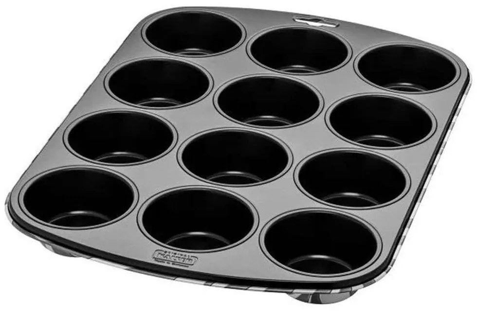 Φόρμα Muffins Αντικολλητική 12 Θέσεων Zebrafrica 3201112089 38x27x3cm Black-White Kaiser Ατσάλι