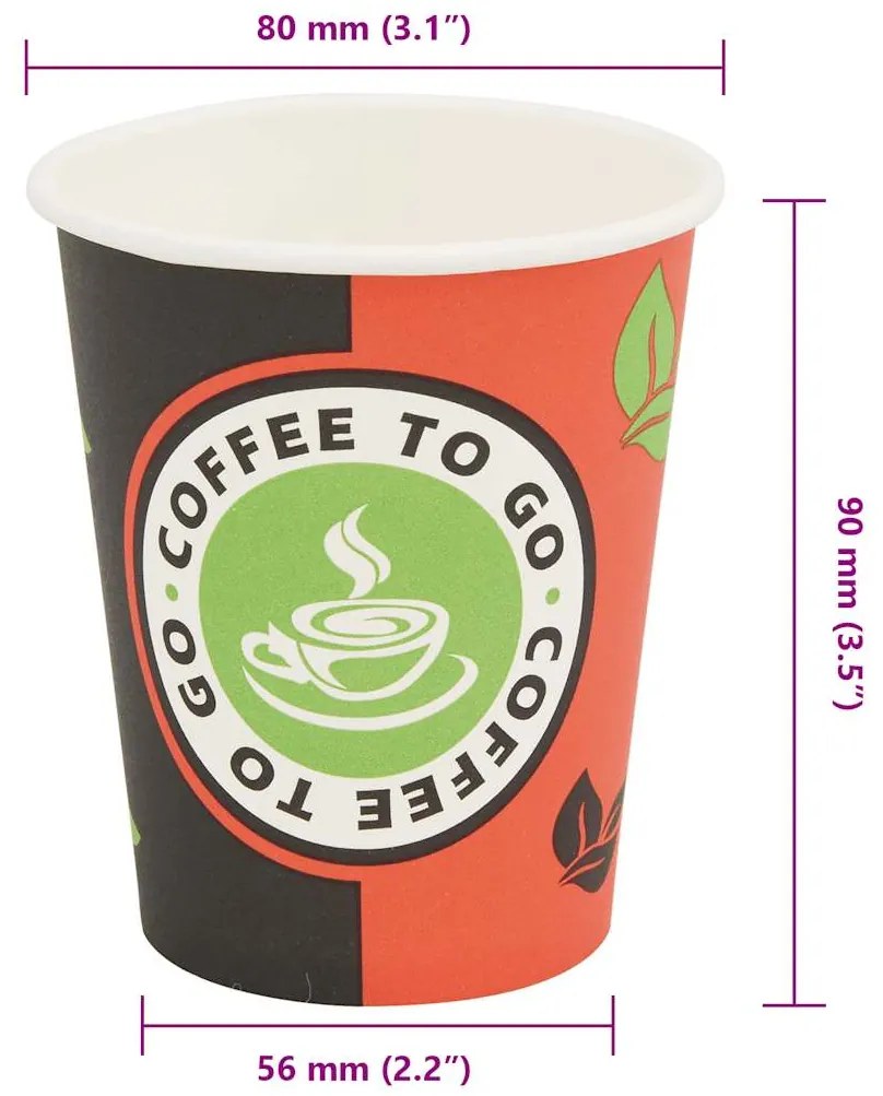 vidaXL Ποτήρια Καφέ μιας Χρήσης 1000 τεμ. 240 ml (8 oz) Χάρτινα