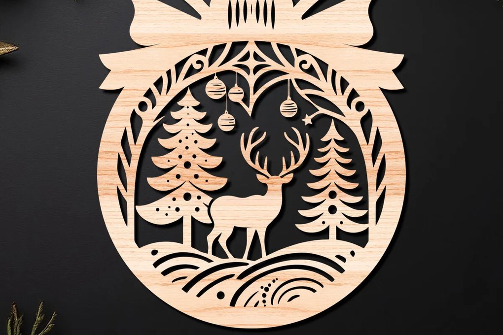 Σετ των 3 Intra απο ξύλο plywood 3mm-4mm πάχος Χριστουγεννιάτικο Στολίδι Δίασταση 8x8 cm INTRAFABR-110144850