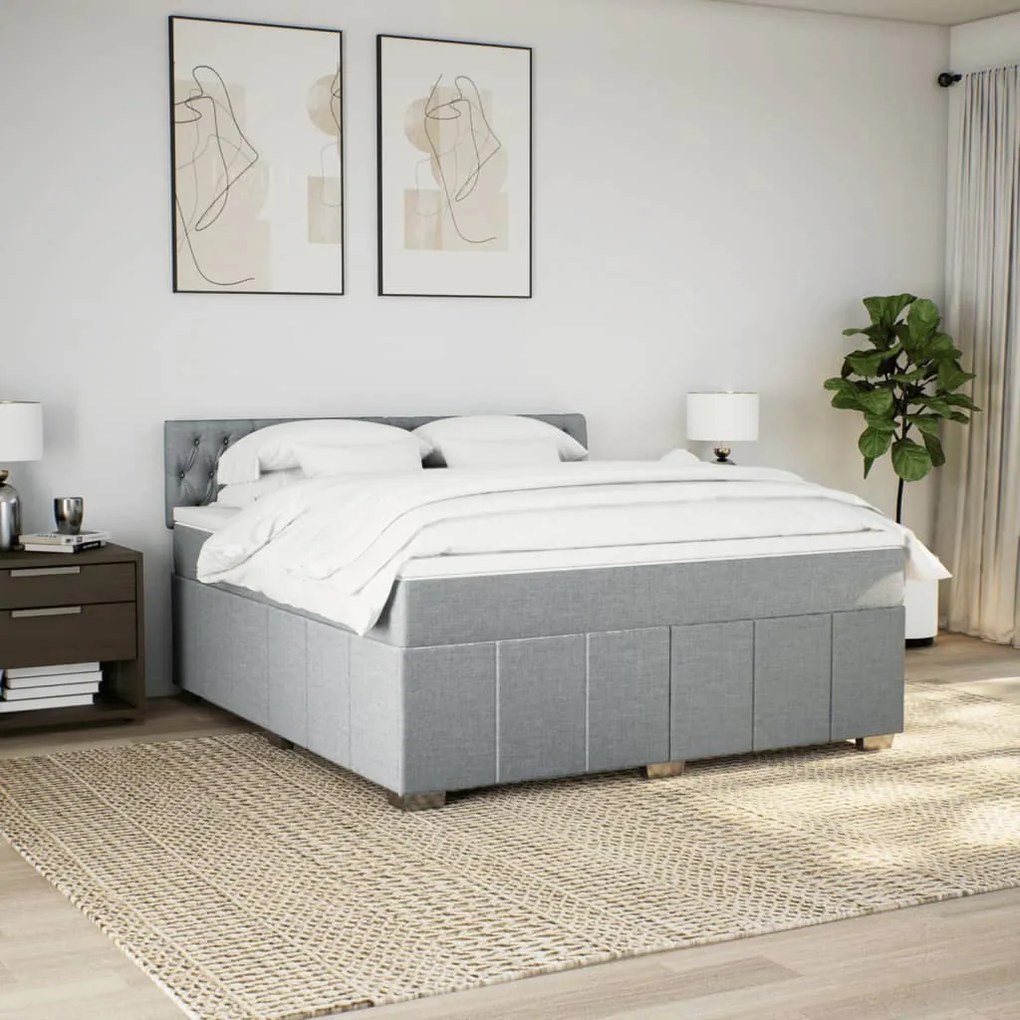 ΚΡΕΒΑΤΙ BOXSPRING ΜΕ ΣΤΡΩΜΑ ΑΝΟΙΧΤΟ ΓΚΡΙ 180X200 ΕΚ. ΥΦΑΣΜΑΤΙΝΟ 3289454