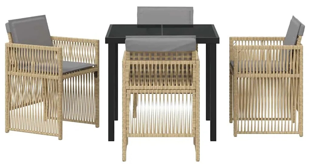 vidaXL Σέτ φαγητού για κήπο 5 pcs Μπεζ Χάλυβας με επίστρωση πούδρας