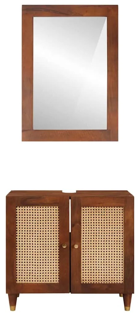 vidaXL Έπιπλα μπάνιου με συρτάρι 2 pcs 62 x 33 x 58 εκ. Στερεό ξύλο μάνγκο
