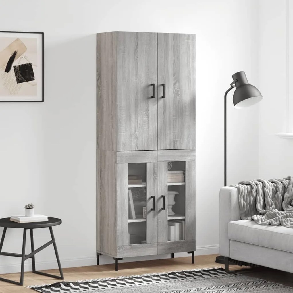 vidaXL Ντουλάπι Γκρι Sonoma 69,5 x 34 x 180 εκ. Επεξεργασμένο Ξύλο
