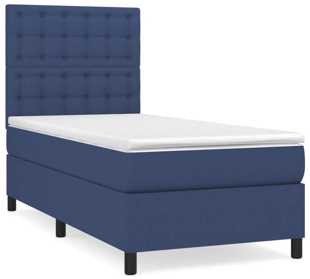 vidaXL Κρεβάτι Boxspring με Στρώμα Μπλε 80x200 εκ. Υφασμάτινο