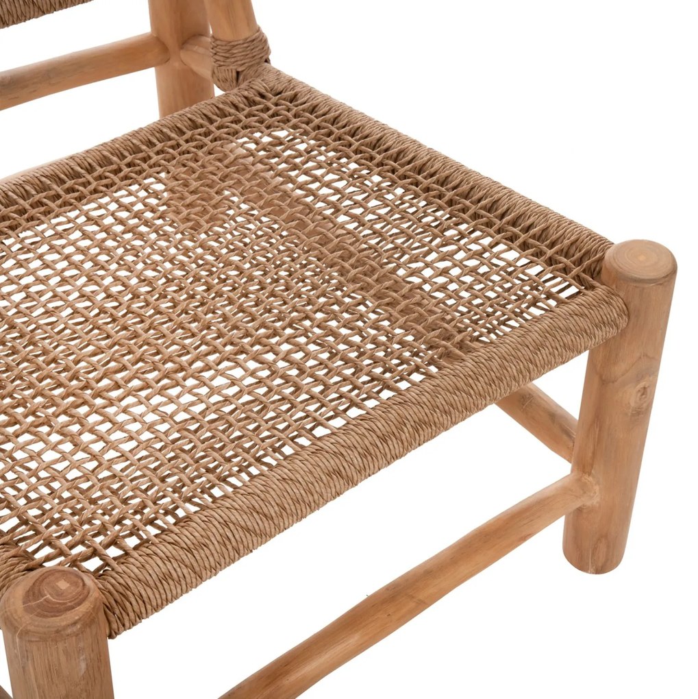 Καρέκλα Londer Ξύλο Teak σε Φυσικό και Συνθετικό Rattan 63x77x77 Υ Εκ.