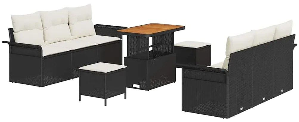 vidaXL Σετ Καναπέ Κήπου 9 pcs Μαύρο συνθετικό ρατάν