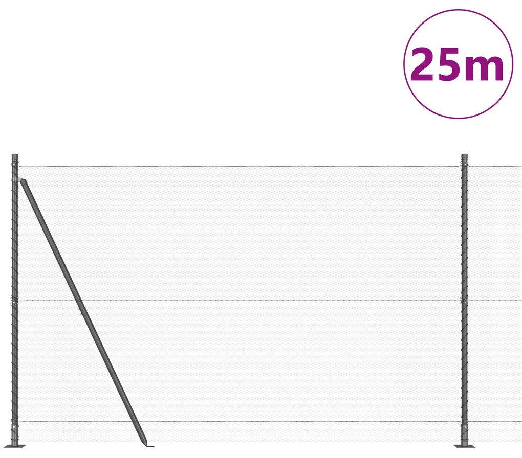 vidaXL Φράκτης Εξαγωνικής Μορφής Γκρι 1.4x25 μ Ατσάλι