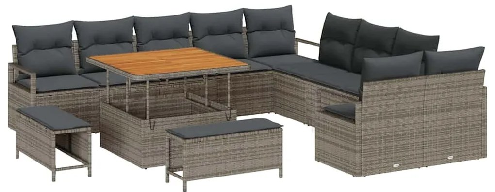 vidaXL Σετ Καναπέ Κήπου με μαξιλάρι 13 pcs Γκρι 100 x 100 x 71 cm
