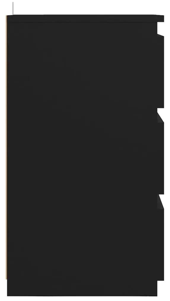 Κομοδίνα 2 τεμ. Μαύρα 40 x 35 x 62,5 εκ. από Μοριοσανίδα - Μαύρο