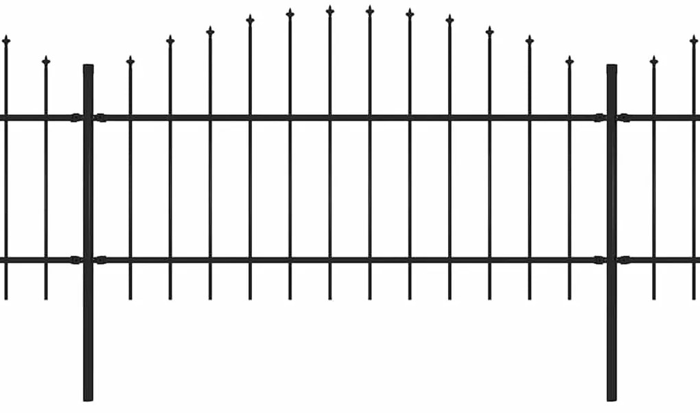 vidaXL Φράχτης Κήπου με Κορυφή Δόρυ Μαύρος Ατσάλινος 1248 x 125 εκ.