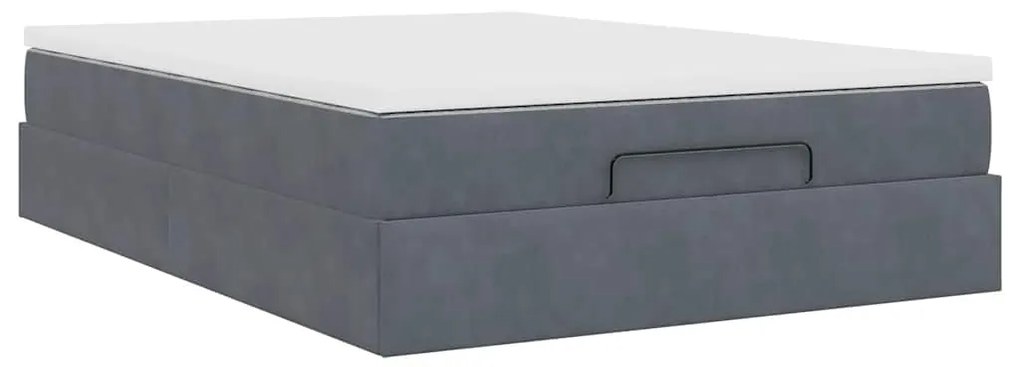 Οθωμανικό κρεβάτι με στρώμα σκούρο γκρι 140x190cm Βελούδο 3311184