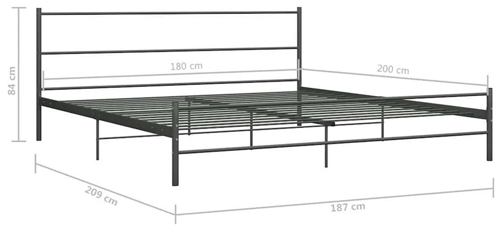 vidaXL Πλαίσιο Κρεβατιού Γκρι 180 x 200 εκ. Μεταλλικό