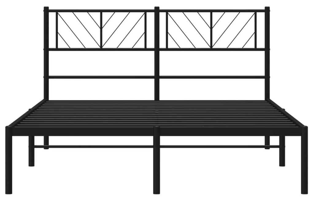 vidaXL Πλαίσιο Κρεβατιού με Κεφαλάρι Μαύρο 120 x 190 εκ. Μεταλλικό