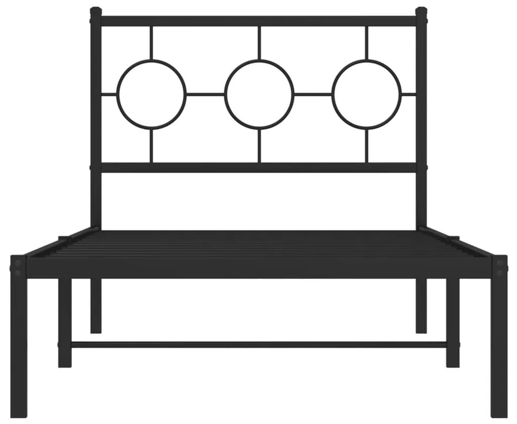 Πλαίσιο Κρεβατιού με Κεφαλάρι Μαύρο 90 x 200 εκ. Μεταλλικό - Μαύρο