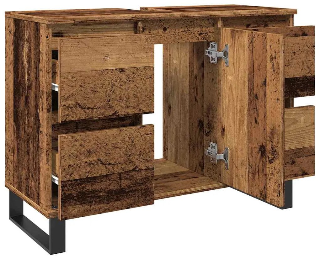 vidaXL Ντουλάπι νιπτήρα μπάνιου Παλιό ξύλο 80x33x60 cm