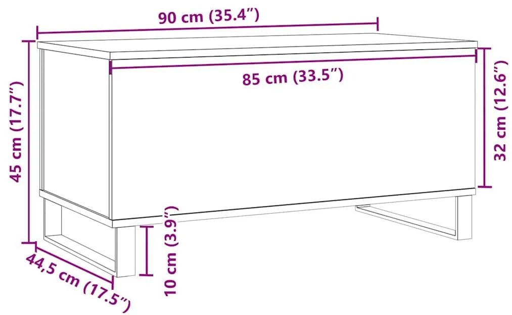 Τραπεζάκι Σαλονιού Παλιό ξύλο 90x44,5x45 εκ. Επεξεργασμένο Ξύλο - Καφέ