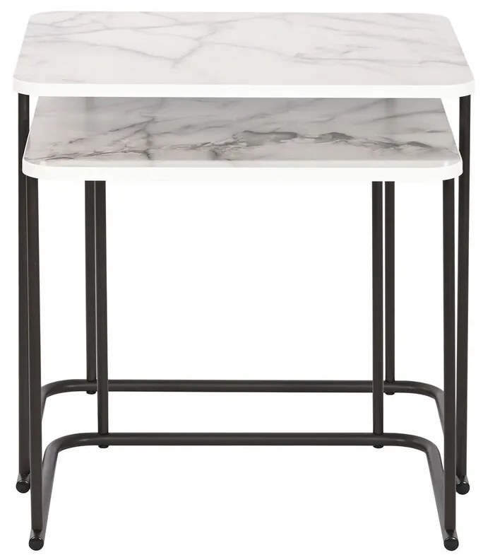 Σετ με 2 τραπέζια DKD Home Decor Λευκό Μαύρο 51 x 43 x 49 cm