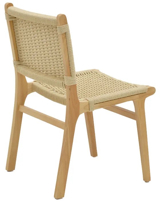 Καρέκλα Julien pakoworld rubberwood φυσικό-έδρα φυσικό σχοινί 61x54x85εκ - 263-000007