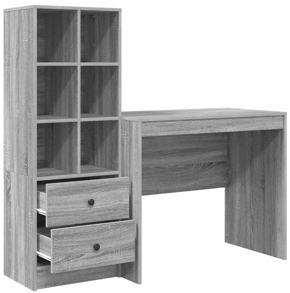 vidaXL Γραφείο με αποθηκευτικό χώρο 2 pcs Γκρι sonoma 90 x 50 x 76 εκ.