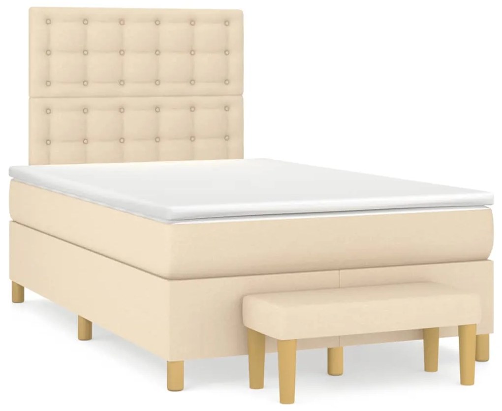 ΚΡΕΒΑΤΙ BOXSPRING ΜΕ ΣΤΡΩΜΑ ΚΡΕΜ 120X190 ΕΚ. ΥΦΑΣΜΑΤΙΝΟ 3270437