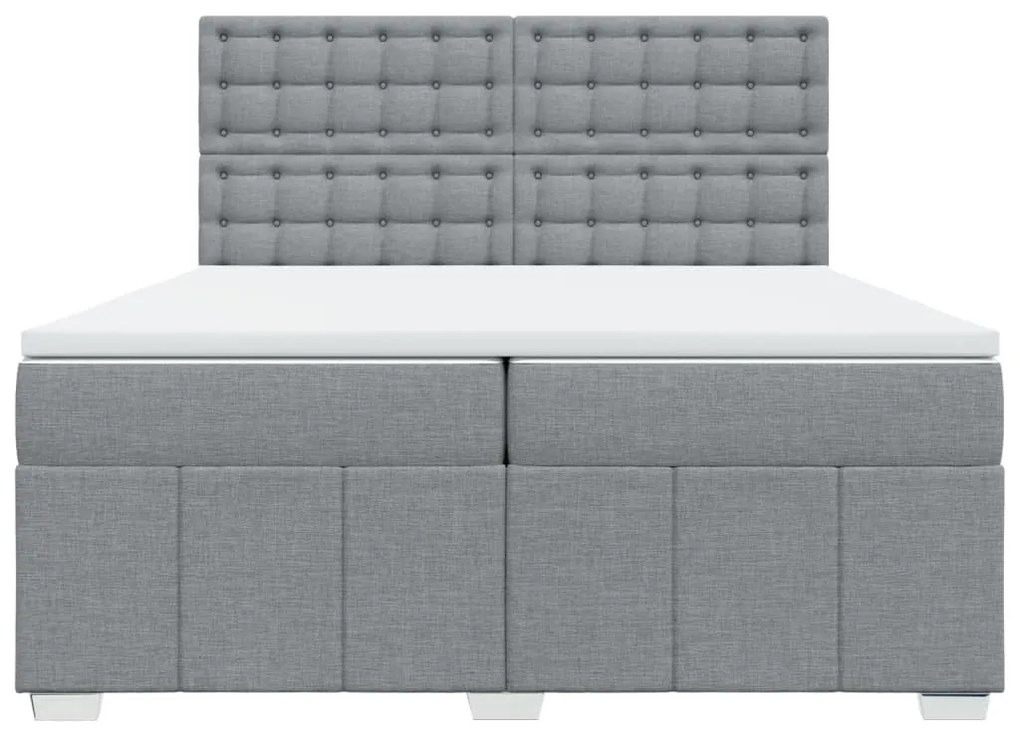 vidaXL Κρεβάτι Boxspring με Στρώμα Ανοιχτό Γκρι 200x200 εκ. Υφασμάτινο