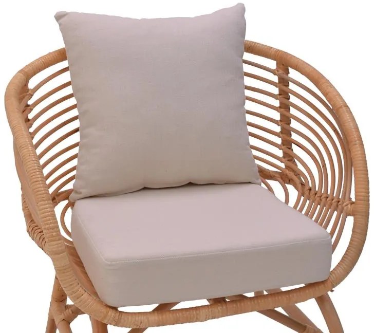 Καρέκλα - Πολυθρόνα Caxen φυσικό rattan-λευκό μαξιλάρι 72x63x75 εκ. 72x63x75 εκ.