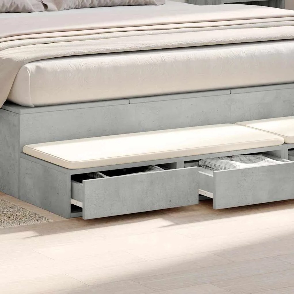 vidaXL Συρτάρια κρεβατιού Γκρι σκυροδέματος 200 x 36.5 x 16.5 εκ