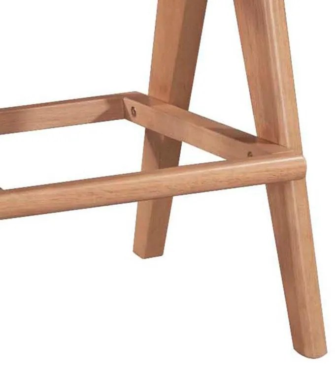 Σκαμπό bar Winslow ξύλο rubberwood ανοικτό καρυδί-pvc rattan φυσικό-ύφασμα γκρι 44.5x46x98εκ 2αδα 44.5x46x98 εκ.
