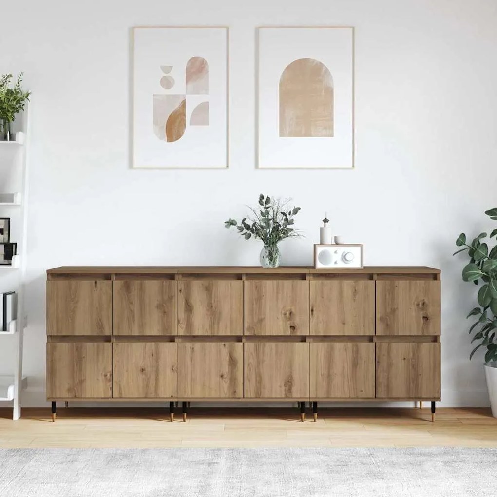 vidaXL Παραδοσιακά Πλευρικά Έπιπλα 3 pcs artisan δρυς 180 x 35 x 70 εκ
