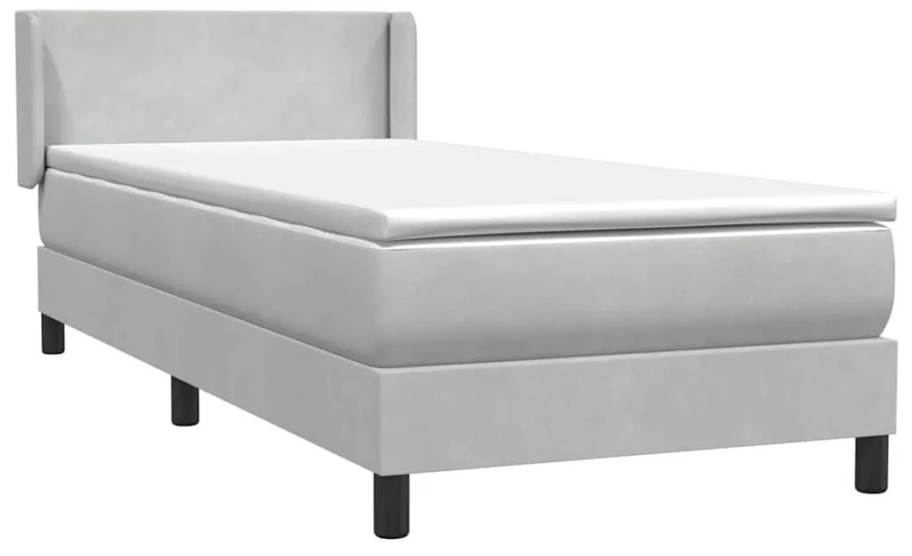vidaXL Box Spring κρεβάτι με στρώμα ανοιχτό γκρι 90x210 cm Βελούδινο