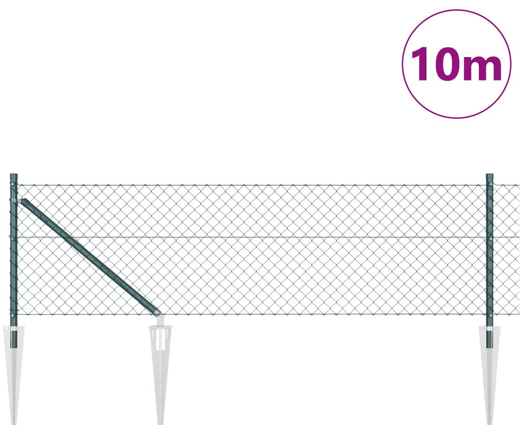 vidaXL Συρματόσχοινο Φράχτη με 7 Σ spikes 0.8x10m, Γαλβανισμένος Χάλυβας