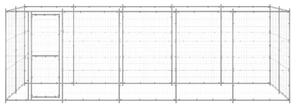 Κλουβί Σκύλου Εξωτερικού Χώρου 12,1 μ² από Γαλβανισμένο Χάλυβα - Ασήμι