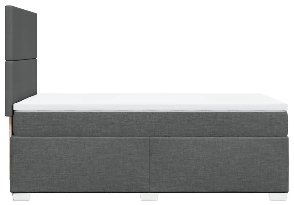 Κρεβάτι Boxspring με Στρώμα Σκούρο Γκρι 100x200 εκ. Υφασμάτινο - Γκρι