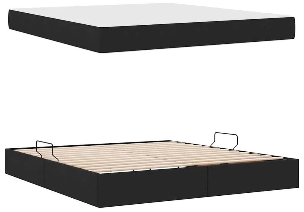 vidaXL Κρεβάτι με αποθηκευτικό χώρο και στρώμα Μαύρο 160 x 200 cm