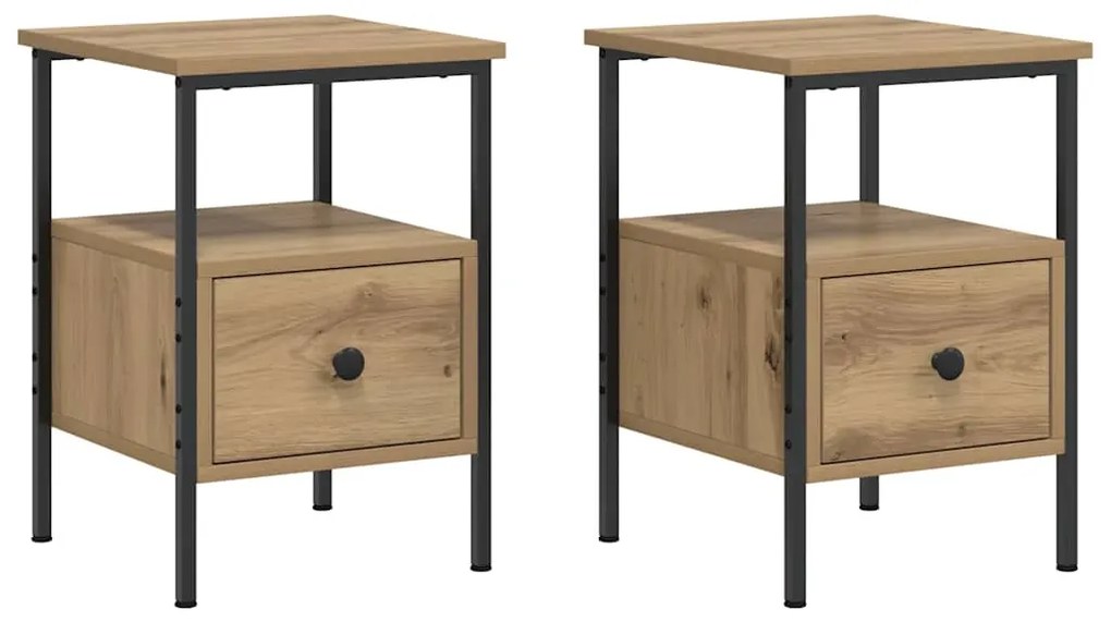 vidaXL Κομοδίνα 2 τεμάχια Artisan Oak 34x36x50 cm Κατασκευασμένο ξύλο