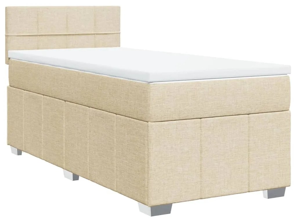 vidaXL Κρεβάτι Boxspring με Στρώμα Κρεμ 90x200 εκ.Υφασμάτινο