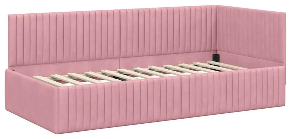 vidaXL Κρεβάτι Γωνίας με κεφαλάρι Ροζ 90 x 200 cm Βελούδο