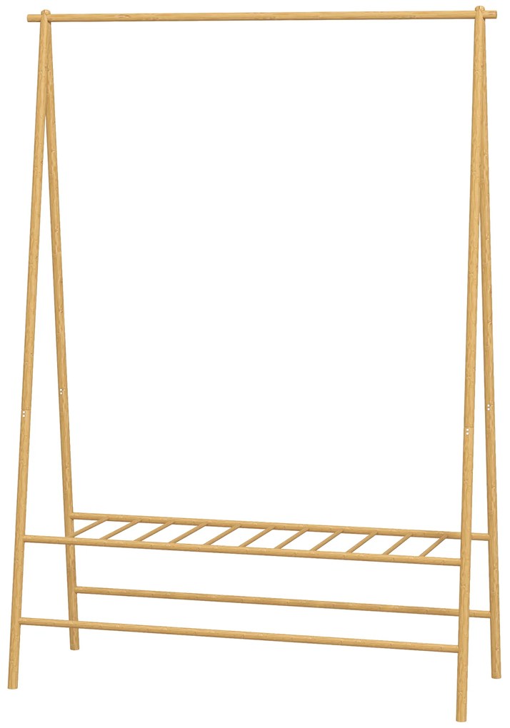 HOMCOM Κρεμάστρα από Μπαμπού με Ράφι Παπουτσιών και Γάντζους, Ελεύθερη, για Είσοδο, Υπνοδωμάτιο, Φυσικό Ξύλο