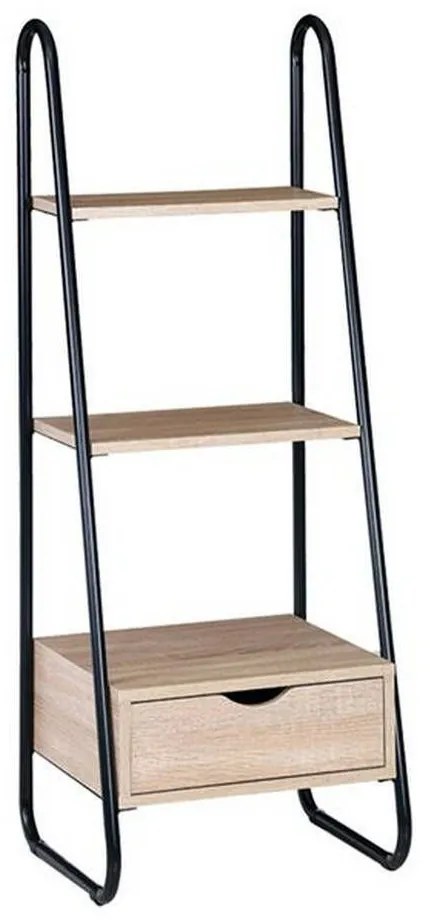 Ραφιέρα ΕΟ428 44x37x114cm Black-Σημύδα Mdf,Μέταλλο