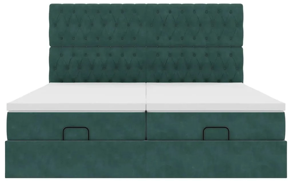 ΟΘΩΜΑΝΙΚΟ ΚΡΕΒΑΤΙ ΜΕ ΣΤΡΩΜΑΤΑ&amp;LEDS DARK GREEN 180X200CM VELVET 3314642