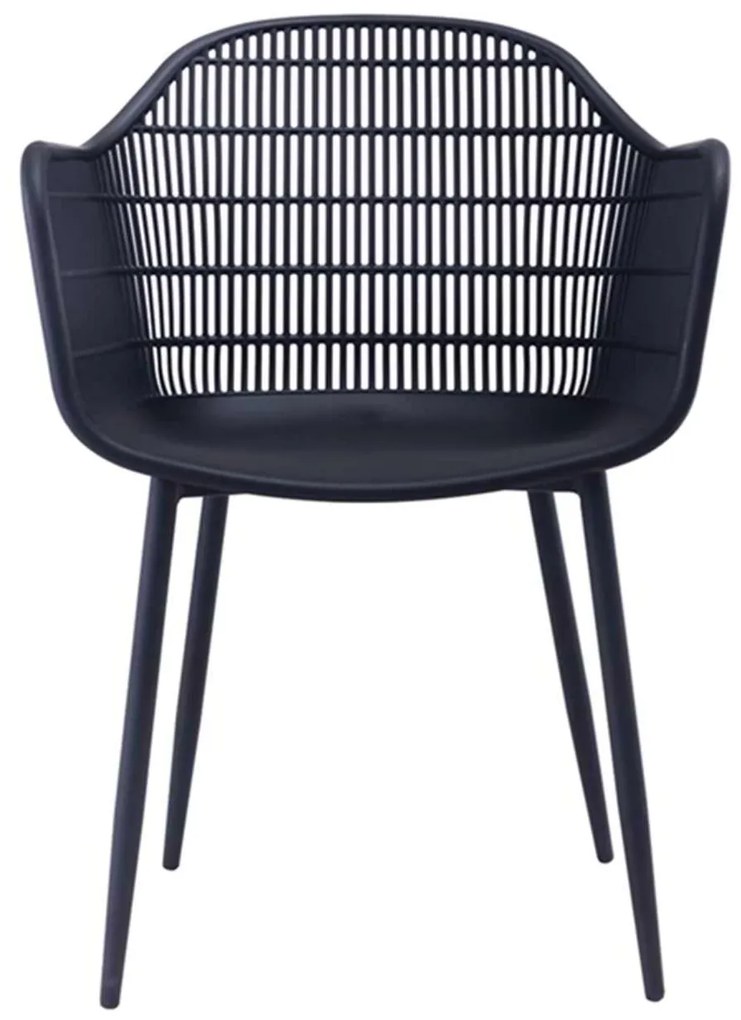 Πολυθρόνα BERRY Μεταλλική Μαύρη/PP-UV Μαύρο 58x58x85cm (Σετ 4 ΤΕΜ)
