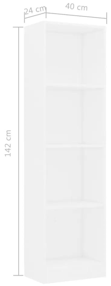 vidaXL Βιβλιοθήκη με 4 Ράφια Λευκή 40 x 24 x 142 εκ. από Μοριοσανίδα
