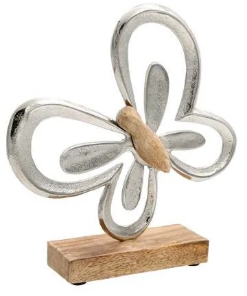 ΔΙΑΚΟΣΜΗΤΙΚΟ ΑΛΟΥΜΙΝΙΟΥ Fylliana Butterfly 869 ΜΕ ΞΥΛΙΝΗ ΒΑΣΗ ΑΣΗΜΙ ΧΡΩΜΑ 20x5x22εκ