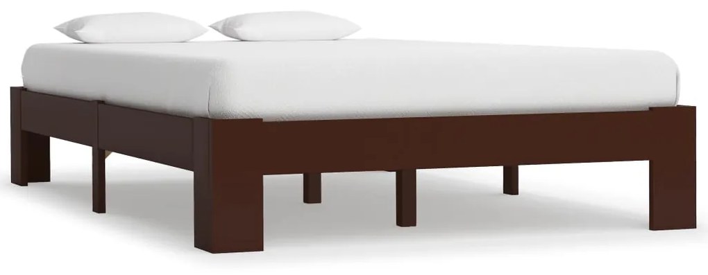 vidaXL Πλαίσιο Κρεβατιού Σκούρο Καφέ 140 x 200 εκ. Μασίφ Ξύλο Πεύκου