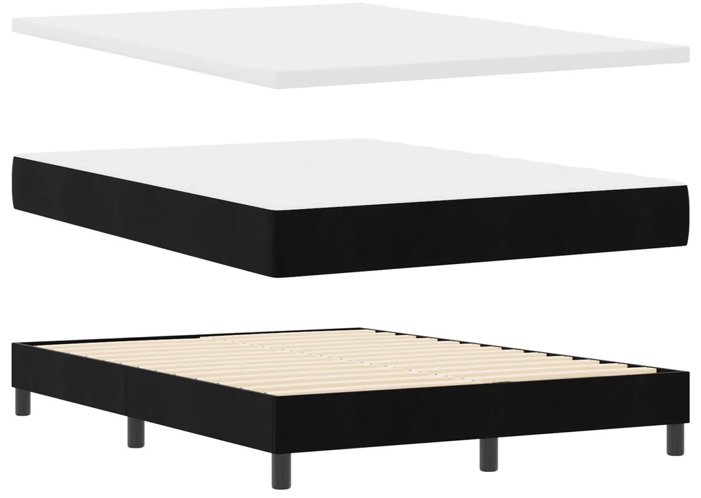 vidaXL Κρεβάτι Box Spring με Στρώμα Μαύρο 160x200 εκ. Βελούδο