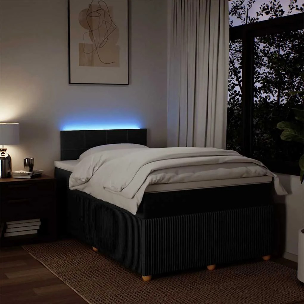 vidaXL Κρεβάτι Boxspring με Στρώμα Μαύρο 120x190 εκ. Υφασμάτινο